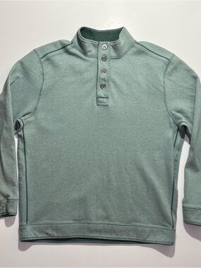 Tommy Bahama Flipfield 1/4 Snap Button Pullover Sweater, Medium, Light Green